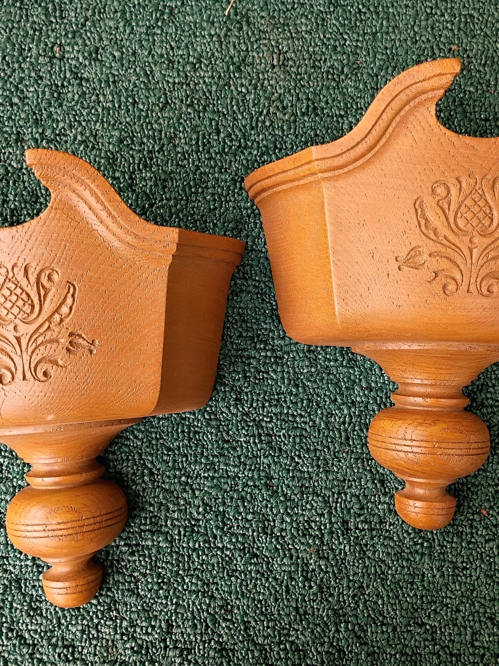 Vintage 1982 Home Interior Homco Brown Faux Wood Wall Pockets Planters Set of 2